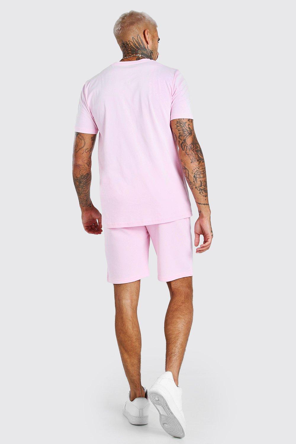 3D MAN Embroidered T-Shirt + Short Set | boohoo USA